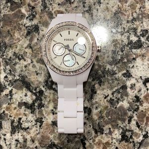 White Fossil Watch.